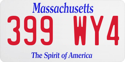 MA license plate 399WY4