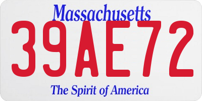 MA license plate 39AE72