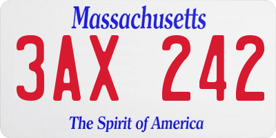 MA license plate 3AX242