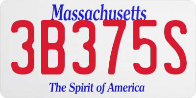 MA license plate 3B375S