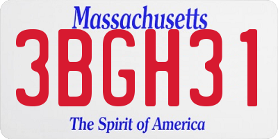 MA license plate 3BGH31