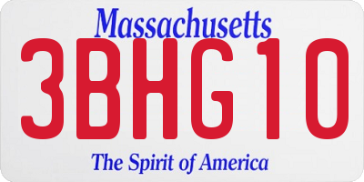 MA license plate 3BHG10