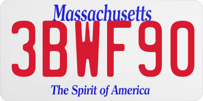 MA license plate 3BWF90