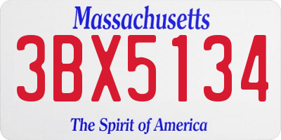 MA license plate 3BX5134