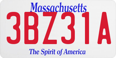 MA license plate 3BZ31A