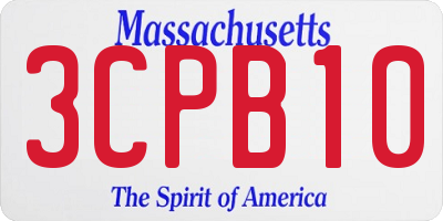 MA license plate 3CPB10