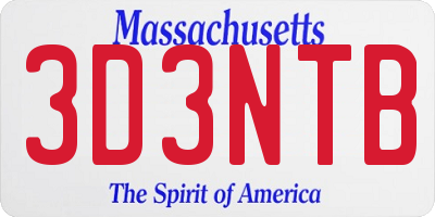 MA license plate 3D3NTB