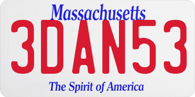 MA license plate 3DAN53