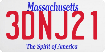 MA license plate 3DNJ21