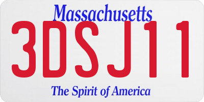 MA license plate 3DSJ11