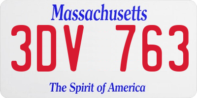 MA license plate 3DV763