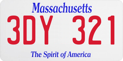 MA license plate 3DY321