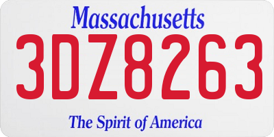 MA license plate 3DZ8263