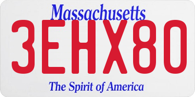 MA license plate 3EHX80