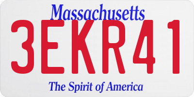 MA license plate 3EKR41