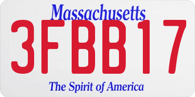 MA license plate 3FBB17