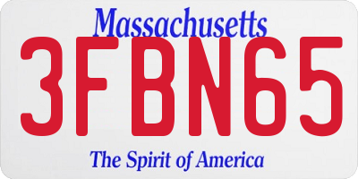 MA license plate 3FBN65