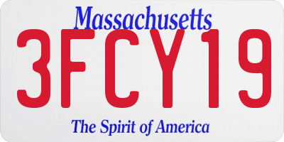 MA license plate 3FCY19