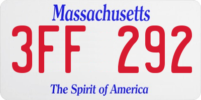 MA license plate 3FF292