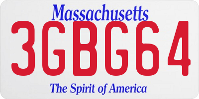 MA license plate 3GBG64