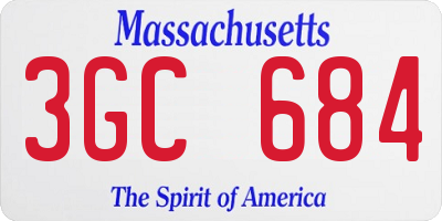 MA license plate 3GC684