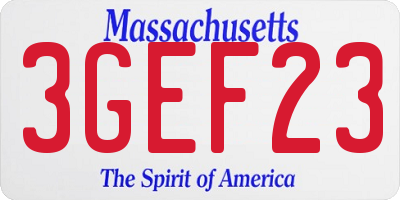 MA license plate 3GEF23