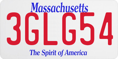 MA license plate 3GLG54