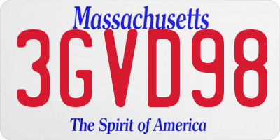 MA license plate 3GVD98