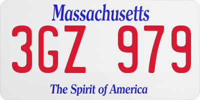 MA license plate 3GZ979