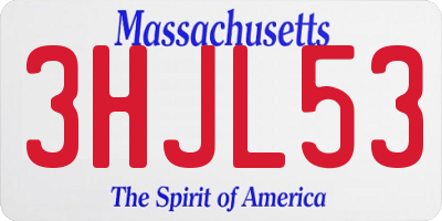 MA license plate 3HJL53