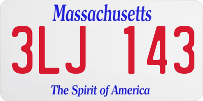 MA license plate 3LJ143