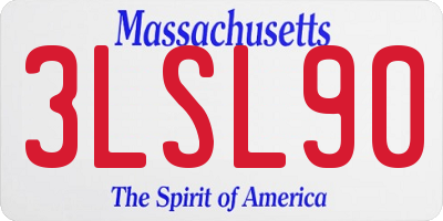 MA license plate 3LSL90