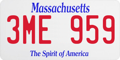 MA license plate 3ME959