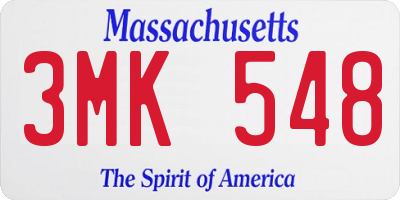 MA license plate 3MK548