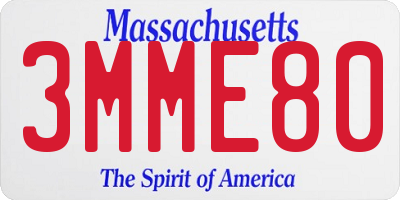 MA license plate 3MME80