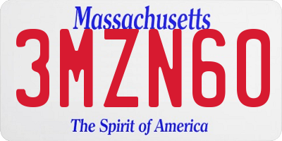 MA license plate 3MZN60