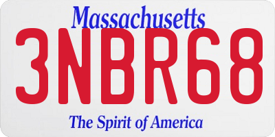 MA license plate 3NBR68