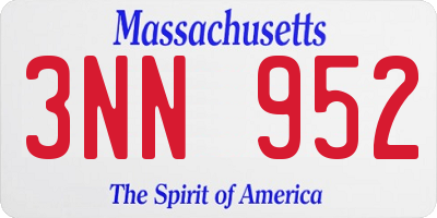 MA license plate 3NN952