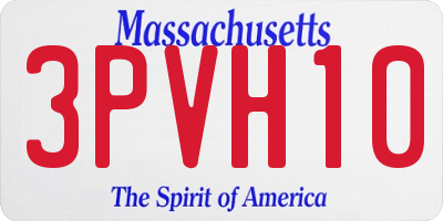 MA license plate 3PVH10