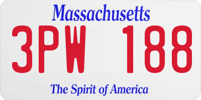 MA license plate 3PW188