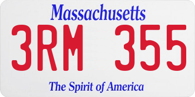 MA license plate 3RM355