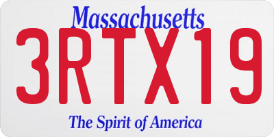 MA license plate 3RTX19