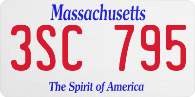 MA license plate 3SC795