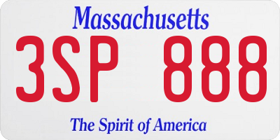 MA license plate 3SP888