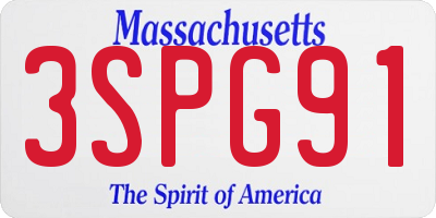 MA license plate 3SPG91