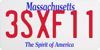 MA license plate 3SXF11