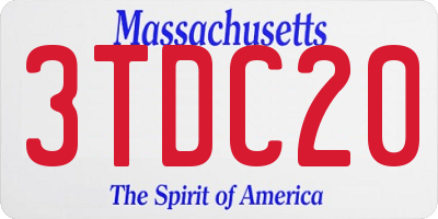 MA license plate 3TDC20