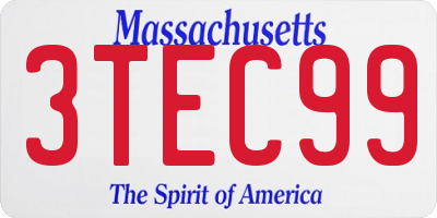 MA license plate 3TEC99