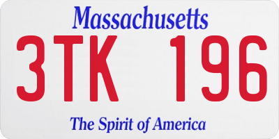 MA license plate 3TK196