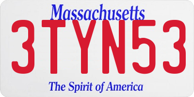 MA license plate 3TYN53